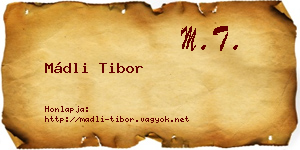 Mádli Tibor névjegykártya